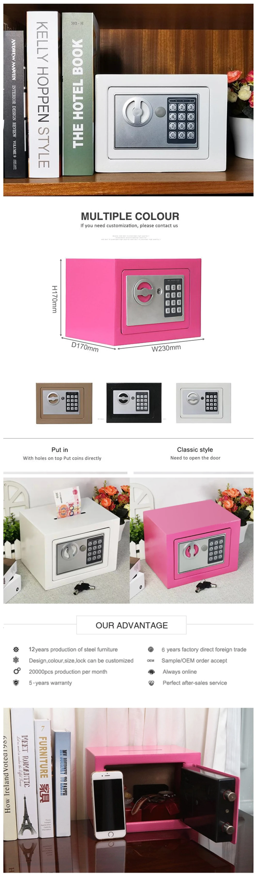 Hotel Electronic Digital Lock Money Home Safe Furniture Safe Box