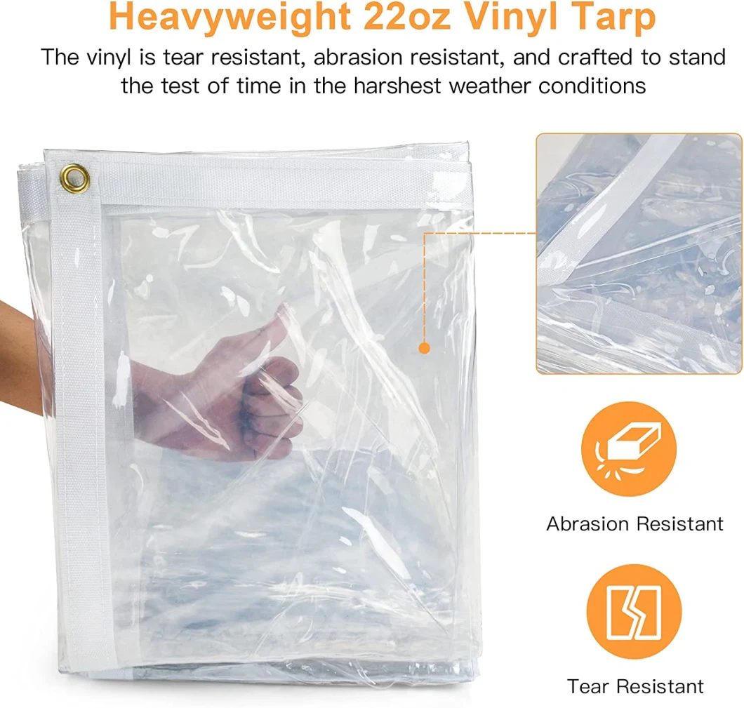 Heavy-Duty Waterproof Clear PVC Tarp Industrial & Commercial Use - 8 by 12 Feet